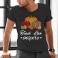 Teach Love Inspire Autumn Fall Plaid Leopard Pumpkin Teacher For Men Women Kids Men's V-Neck T-Shirt, gift for family, gift for coworker Teach Love Inspire Autumn Fall Plaid Leopard Pumpkin Teacher For Men Women Kids Men's V-Neck T-Shirt, gift for family, gift for coworker