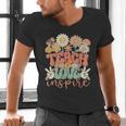 Teach Love Inspire Retro Groovy Daisy Back To School Teacher For Men Women Kids Men's V-Neck T-Shirt, Groovy Teacher Shirts, gift for family, gift for coworker