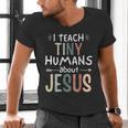 I Teach Tiny Humans About Jesus Teacher Sunday School Faith Men's V-Neck T-Shirt, gift for family, gift for coworker I Teach Tiny Humans About Jesus Teacher Sunday School Faith Men's V-Neck T-Shirt, gift for family, gift for coworker