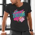 Teacher 90s Retro Colorful Teacher Of The 90s Back To School Men's V-Neck T-Shirt, 90s Teacher Shirts, gift for family, gift for coworker