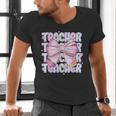 Teacher Bow Pencil Flowers Teacher Back To School Men's V-Neck T-Shirt, gift for family, gift for coworker Teacher Bow Pencil Flowers Teacher Back To School Men's V-Neck T-Shirt, gift for family, gift for coworker
