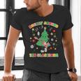 Teacher Christmas Shirts Pajama Matching Rockin' Around The Classroom -Adult Short Sleeve Small Modern Festive Christmas Teacher Xmas Vibes T-Shirt Men's V-Neck T-Shirt, gift for family, gift for coworker