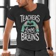 Teacher Halloween Shirt Women Men Teachers Love Brains Men's V-Neck T-Shirt, gift for family, gift for coworker