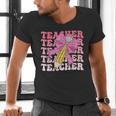 Teacher Pencil Back To School Groovy Pink Teacher First Day Men's V-Neck T-Shirt, Groovy Teacher Shirts, gift for family, gift for coworker Teacher Pencil Back To School Groovy Pink Teacher First Day Men's V-Neck T-Shirt, Groovy Teacher Shirts, gift for family, gift for coworker