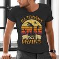 Teacher Shirt All Teachers Love Brains Halloween Men Women Men's V-Neck T-Shirt, gift for family, gift for coworker