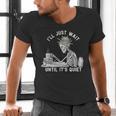 Teacher Skeleton Messy Bun I'Ll Just Wait Until Its Quiet Men's V-Neck T-Shirt, gift for family, gift for coworker