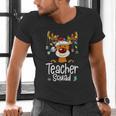 Teacher Squad Red Plaid Rudolph Reindeer Christmas Men's V-Neck T-Shirt, gift for family, gift for coworker