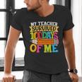 My Teacher Survived 100 Days Of Me 100th Day Of School Kids Men's V-Neck T-Shirt, gift for family, gift for coworker My Teacher Survived 100 Days Of Me 100th Day Of School Kids Men's V-Neck T-Shirt, gift for family, gift for coworker
