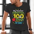 My Teacher Survived 100 Days Of Me Men's V-Neck T-Shirt, gift for family, gift for coworker My Teacher Survived 100 Days Of Me Men's V-Neck T-Shirt, gift for family, gift for coworker