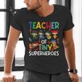 Teacher Of Tiny Superheroes Teach 100th Day Of School Men Women Girls Kids Men's V-Neck T-Shirt, gift for family, gift for coworker