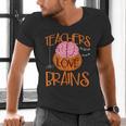 Teachers Love Brains Halloween T-Shirt For Men Women Men's V-Neck T-Shirt, gift for family, gift for coworker