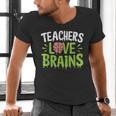 Teachers Love Brains Halloween Teacher Zombie Men's V-Neck T-Shirt, gift for family, gift for coworker Teachers Love Brains Halloween Teacher Zombie Men's V-Neck T-Shirt, gift for family, gift for coworker