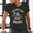 Teachers Love Brains Shirt Men Women Teacher Halloween Men's V-Neck T-Shirt, gift for family, gift for coworker