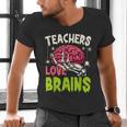 Teachers Love Brains Skeleton Halloween Teacher Funny Men's V-Neck T-Shirt, gift for family, gift for coworker