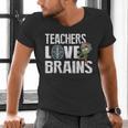 Teachers Love Brains Zombie Halloween Hilarious Men's V-Neck T-Shirt, gift for family, gift for coworker Teachers Love Brains Zombie Halloween Hilarious Men's V-Neck T-Shirt, gift for family, gift for coworker
