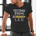 Testing Testing 123 Cute Test Day School Teacher Exam For Men Women Girls Kids Men's V-Neck T-Shirt, gift for family, gift for coworker