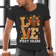 Thanksgiving Love First Grade Teacher Turkey Autumn Fall For Men Women Girls Kids Men's V-Neck T-Shirt, First Grade Teacher Shirts, gift for family, gift for coworker