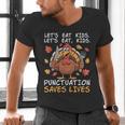 Thanksgiving Teacher Turkey Lets Eat Kids Punctuation Men's V-Neck T-Shirt, gift for family, gift for coworker