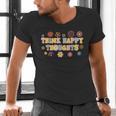 Think Happy Thoughts Teens Spring Positive Message Teachers For Men Women Girls Kids Men's V-Neck T-Shirt, gift for family, gift for coworker