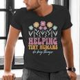 Tiny People Help Do Big Things Nursery Teacher Men's V-Neck T-Shirt, gift for family, gift for coworker