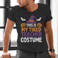 Tired Teacher Costume For Humor Halloween Men's V-Neck T-Shirt, gift for family, gift for coworker