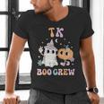 TK Boo Crew Retro Groovy Halloween Floral Ghost TK Teacher Men Women Kids Men's V-Neck T-Shirt, Groovy Teacher Shirts, gift for family, gift for coworker