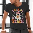 Trick Or Teach Cute Floral Ghost Teacher Halloween Costume Men's V-Neck T-Shirt, gift for family, gift for coworker Trick Or Teach Cute Floral Ghost Teacher Halloween Costume Men's V-Neck T-Shirt, gift for family, gift for coworker