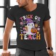 Trick Or Teach Groovy Teacher Ghost Halloween Teacher Men's V-Neck T-Shirt, Groovy Teacher Shirts, gift for family, gift for coworker Trick Or Teach Groovy Teacher Ghost Halloween Teacher Men's V-Neck T-Shirt, Groovy Teacher Shirts, gift for family, gift for coworker