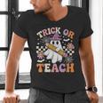 Trick Or Teach Groovy Teacher Halloween Retro Ghost Men's V-Neck T-Shirt, Groovy Teacher Shirts, gift for family, gift for coworker Trick Or Teach Groovy Teacher Halloween Retro Ghost Men's V-Neck T-Shirt, Groovy Teacher Shirts, gift for family, gift for coworker