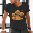 Turkey Read Books Reading Fall Thanksgiving Teacher Men's V-Neck T-Shirt, gift for family, gift for coworker