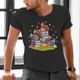 Turkey Reading Books Fall Season Thanksgiving Teacher Book Men's V-Neck T-Shirt, gift for family, gift for coworker