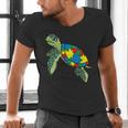 Turtle Puzzle Pieces For Autism Awareness Kids Women Teacher Men's V-Neck T-Shirt, gift for family, gift for coworker Turtle Puzzle Pieces For Autism Awareness Kids Women Teacher Men's V-Neck T-Shirt, gift for family, gift for coworker