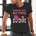 Twinning With My Para Teacher Matching Paraprofessional 70s For Men Women Men's V-Neck T-Shirt, gift for family, gift for coworker Twinning With My Para Teacher Matching Paraprofessional 70s For Men Women Men's V-Neck T-Shirt, gift for family, gift for coworker