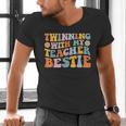 Twinning With My Teacher Bestie Twin Day Matching For Men Women Kids Men's V-Neck T-Shirt, gift for family, gift for coworker Twinning With My Teacher Bestie Twin Day Matching For Men Women Kids Men's V-Neck T-Shirt, gift for family, gift for coworker