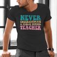 Never Underestimate A Public School Teacher Groovy Women Men's V-Neck T-Shirt, Groovy Teacher Shirts, gift for family, gift for coworker