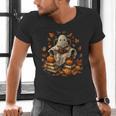 Vintage Ghost Book Reading Pumpkin Gothic Halloween Teachers Men Women Kids Men's V-Neck T-Shirt, gift for family, gift for coworker