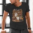 Vintage Ghost Book Reading Pumpkin Gothic Halloween Teachers Men's V-Neck T-Shirt, gift for family, gift for coworker Vintage Ghost Book Reading Pumpkin Gothic Halloween Teachers Men's V-Neck T-Shirt, gift for family, gift for coworker