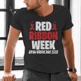 We Wear Red For Red Ribbon Week Awareness Mothers Teachers Men's V-Neck T-Shirt, gift for family, gift for coworker
