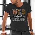 Wild About Kindergarten Teacher Leopard Print Men's V-Neck T-Shirt, gift for family, gift for coworker