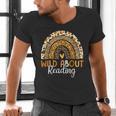 Wild About Reading Teacher Back To School Leopard Rainbow Men's V-Neck T-Shirt, gift for family, gift for coworker