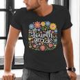 Wildflower 4th Fourth Grade Floral Back To School Teacher Men's V-Neck T-Shirt, 4th Grade Teacher Shirts, gift for family, gift for coworker