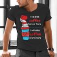 I Will Drink Coffee Here Or There Teacher Teaching Men's V-Neck T-Shirt, gift for family, gift for coworker I Will Drink Coffee Here Or There Teacher Teaching Men's V-Neck T-Shirt, gift for family, gift for coworker