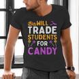 Will Trade Students For Candy Cute Halloween Costume Teacher For Men Women Kids Men's V-Neck T-Shirt, gift for family, gift for coworker