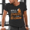 Will Trade Students For Candy Halloween Costume Teacher Men's V-Neck T-Shirt, gift for family, gift for coworker