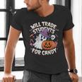 Will Trade Students For Candy Halloween Teacher Men's V-Neck T-Shirt, gift for family, gift for coworker