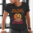Will Trade Students For Candy Teacher Cute Halloween Pumpkin Men's V-Neck T-Shirt, gift for family, gift for coworker Will Trade Students For Candy Teacher Cute Halloween Pumpkin Men's V-Neck T-Shirt, gift for family, gift for coworker
