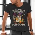 Will Trade Students For Candy Teacher Ghost Halloween Men's V-Neck T-Shirt, gift for family, gift for coworker Will Trade Students For Candy Teacher Ghost Halloween Men's V-Neck T-Shirt, gift for family, gift for coworker