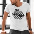 Back To School Checkered Apple Teacher Checkerboard Teacher For Men Women Girls Kids Men's V-Neck T-Shirt, gift for family, gift for coworker