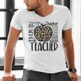 Back To School Teacher Life Apple Leopard Teacher Women Men's V-Neck T-Shirt, gift for family, gift for coworker