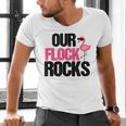 Our Flock Rocks Flamingo Mother's Day Teacher Men's V-Neck T-Shirt, gift for family, gift for coworker